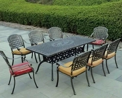 Обеденная группа из литого алюминия ВУЛКАН ( 9 предметов )