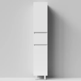 Пенал Бест 35 (2 двери, 1 ящик) напольный, белый глянец, левый, бельевая корзина