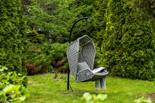 "Капри" подвесное кресло из искусственного ротанга, цвет серый