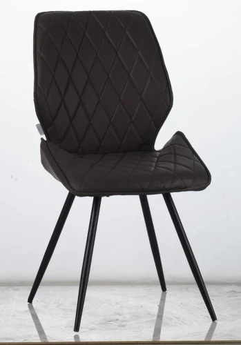 DC230 Стул мягкий, ШОКОЛАД экокожа, каркас металл, черный КРУГЛЫЙ