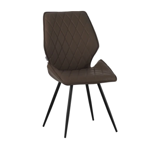 DC230 Стул мягкий, ШОКОЛАД экокожа, каркас металл, черный КРУГЛЫЙ