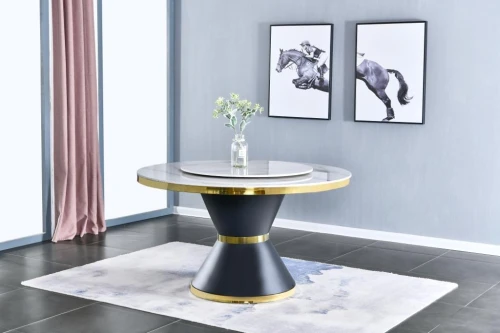 Стол обеденный Патрик DT-019, 130х130х75 см, белый мрамор