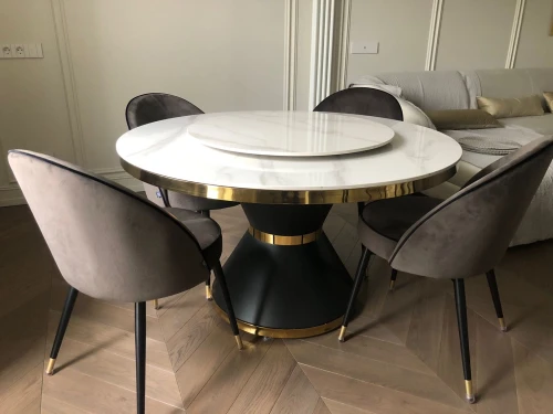 Стол обеденный Патрик DT-019, 130х130х75 см, белый мрамор