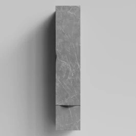 Пенал Марко 30 подвесной, дверь и ящик, ручки Черные, Мрамор Серый софт тач ПВХ 4044-1, правый