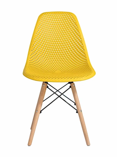 DC122 Стул пластиковый перфорированный, ГОРЧИЧНЫЙ#70046, каркас бук