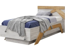 Кровать «Скандинавия 900» КМК 0905.2, Бетон пайн светлый/ дуб наварра