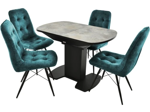 Обеденная группа (Стол Корсика Мрамор светлый и 4 Бордо Милано 08), черный