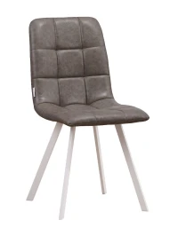 C919/DC809 Стул мягкий, СЕРЫЙ#19-5 экокожа, каркас металл белый КВАДРАТ