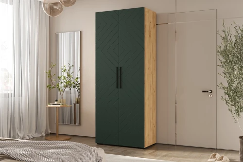 Шкаф двухстворчатый Флэш (900), Браш Мени Грин, Дуб крафт