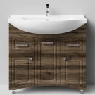 Тумба Адам 90 напольный, Дуб крымский коричневый ПВХ 131005-9005, левый Vodok с раковиной в комплекте