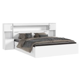 Кровать с надстройкой и тумбами Бася 1,6м, Белый