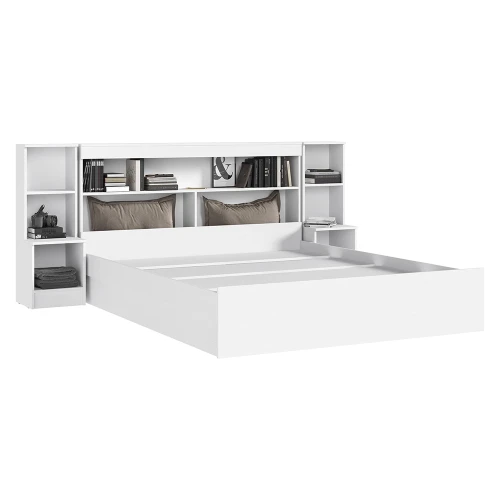 Кровать с надстройкой и тумбами Бася 1,6м, Белый