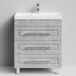 Тумба Арабеска 70 напольный, Мрамор Белый софт тач 4044-2 Vodok с раковиной в комплекте