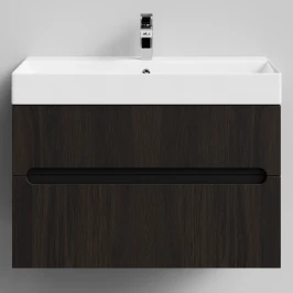 Тумба Бонум, 85 подвесной, Дуб цвет 20 Vodok с раковиной в комплекте
