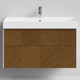 Тумба Катарини, 100 подвесной, Дуб цвет 5 Vodok с раковиной в комплекте