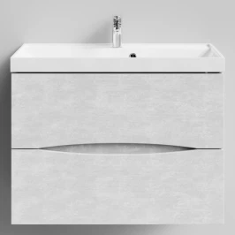 Тумба Лайт 80 подвесной, Белый камень ПВХ 57805 Vodok с раковиной в комплекте