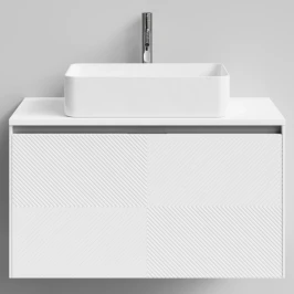 Тумба Соло 90, базовая Белая эмаль, матовая, 1 ящик, подвесной Vodok с раковиной в комплекте