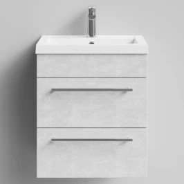 Тумба Элис 50 подвесной, 2 ящика, Белый камень ПВХ 57805 Vodok с раковиной в комплекте