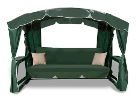 Садовые качели четырехместные «Монако Люкс» с москитной сеткой, сидение:200см., диаметр трубы:63,5мм., нагрузка:450кг.  -  Green