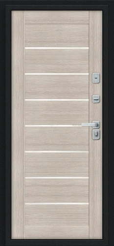 Входная дверь BRAVO Техно Д2/BChrome Букле черное/Cappuccino Melinga