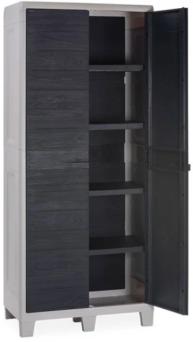 Уличный шкаф TOOMAX 2х дверный глубокий WOODY'S XL (4 полки), антрацит