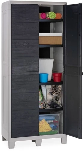 Уличный шкаф TOOMAX 2х дверный глубокий WOODY'S XL (4 полки), антрацит