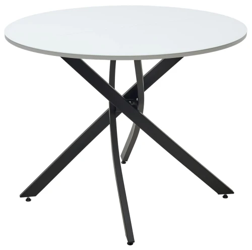 Стол ДАРИО D100 Белый, стекло/ Черный каркас М-City