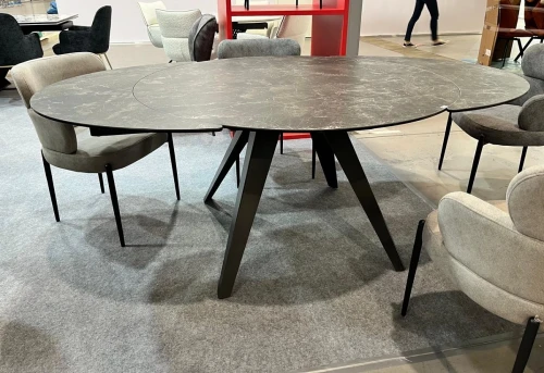 Стол AKSEL 130 цвет Mona Lisa Cерый мрамор, керамика, / Темно-серый каркас. ®DISAUR