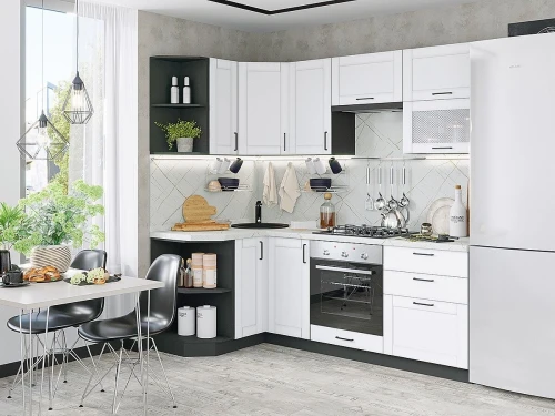 Модульная угловая кухня Лофт-03 Super White