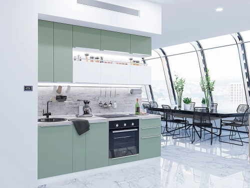 Готовый кухонный гарнитур Фьюжн-01 Silky Mint/Silky White