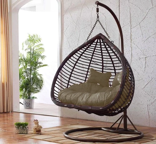 Подвесное кресло диван для двоих коричневое