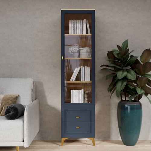 Шкаф-витрина Вега Сапфир синий