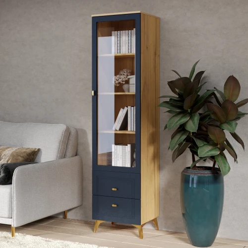 Шкаф-витрина Вега Сапфир синий