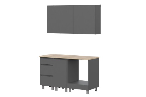 Кухня Денвер (со столешницей, сонома). Композиция 7, Графит