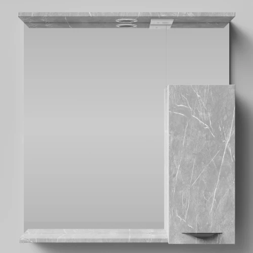 Зеркало Марко 75, ручки Черные, Мрамор Белый софт тач 4044-2, правый