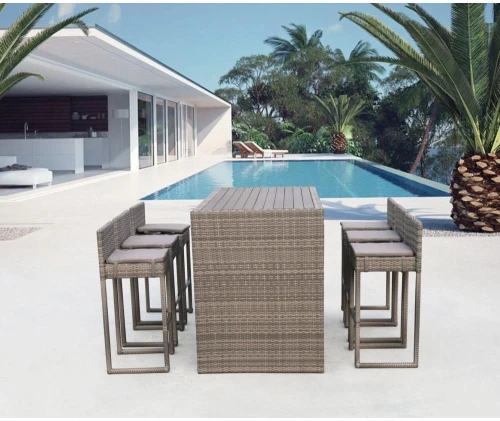 Барный комплект плетеной мебели T390GD/Y390G-W78_6Pcs Grey