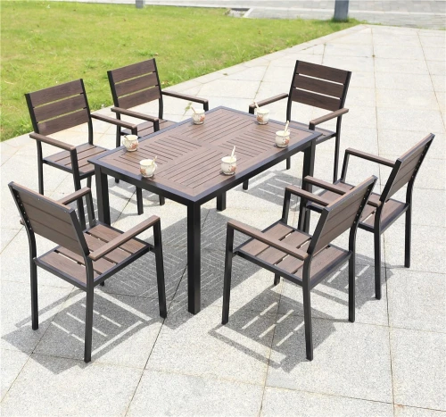 Алюминиевый прямоугольный стол 120*80 ПОЛИВУД-6 «POLYWOOD-6» цвет каштан арт.1022