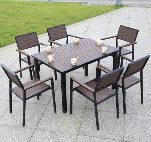 Алюминиевый прямоугольный стол 120*80 ПОЛИВУД-6 «POLYWOOD-6» цвет каштан арт.1022