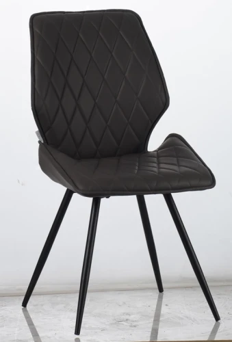 DC230 Стул мягкий, СЕРЫЙ экокожа, каркас металл, черный КРУГЛЫЙ