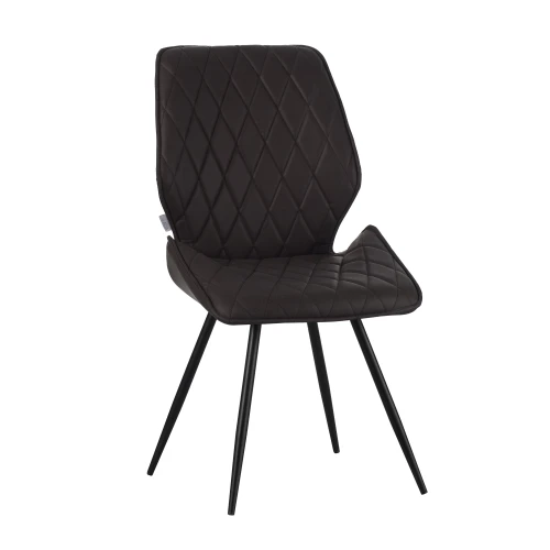 DC230 Стул мягкий, СЕРЫЙ экокожа, каркас металл, черный КРУГЛЫЙ