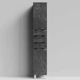 Пенал Мальта 35 напольный, Мрамор Графит софт тач ПВХ 4044-3, правый