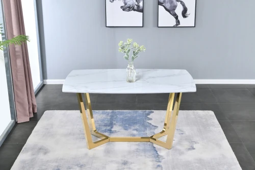 Стол обеденный Ланс DT-2852, 140х80х75 см, белый мрамор