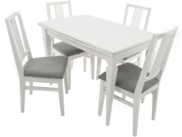 Обеденная группа (Стол Греция и 4 стула Никас), эмаль белая