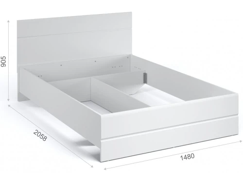 Кровать «Йорк» 140*200 без ламелей, Белый/белый глянец