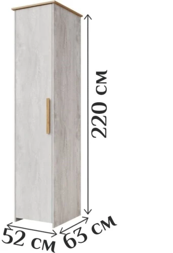 Шкаф «Скандинавия 1Д» КМК 0905.5, Бетон пайн светлый/ дуб наварра
