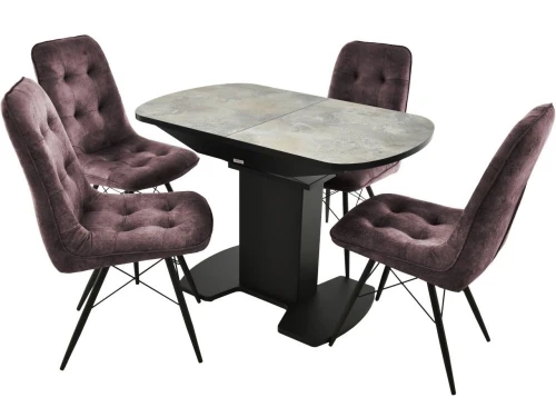 Обеденная группа (Стол Корсика Мрамор светлый и 4 Бордо Милано 09), черный