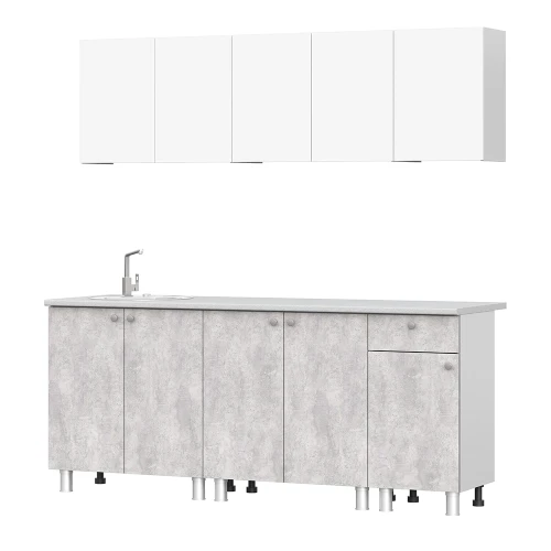 Кухонный гарнитур КГ 1 2.0 м, Белый, Цемент светлый