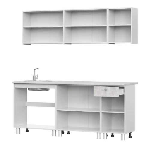 Кухонный гарнитур КГ 1 2.0 м, Белый, Цемент светлый