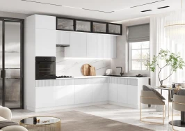 Кухня Оливия NEW 3,0х1,8м, Белый снег софт, Белый