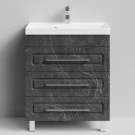 Тумба Арабеска 70 напольный, Мрамор Графит софт тач ПВХ 4044-3 Vodok с раковиной в комплекте